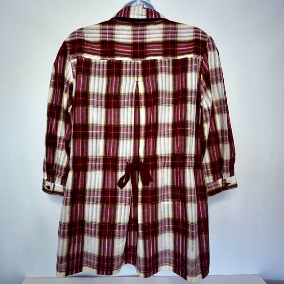 Vintage DCC Missy Casual Top Red White Plaid Sz M Cotton 3/4 Sleeve Collar - Picture 8 of 16